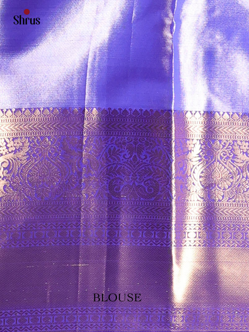 Cream & Blue - Kanchipuram-halfpure Saree - Shop on Shrus.com
