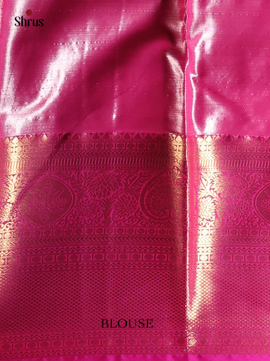 Cream & Pink- Kanchipuram-halfpure Saree - Shop on Shrus.com