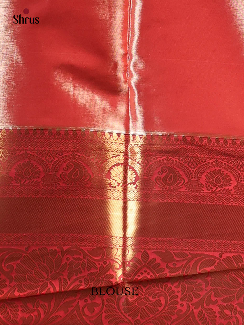 Yellow & Maroon - Kanchipuram-halfpure Saree - Shop on Shrus.com