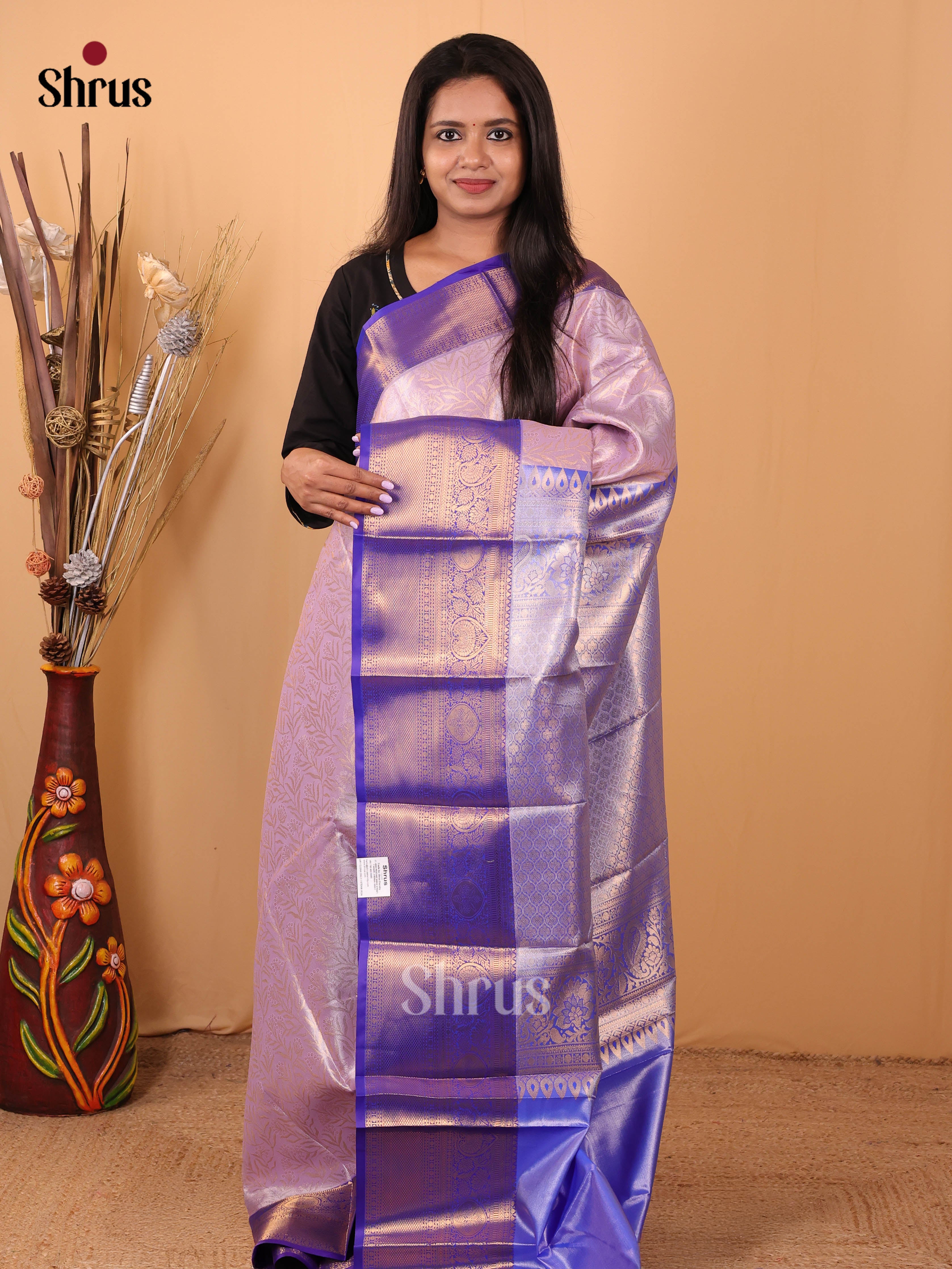 Lavender & Violet - Kanchipuram-halfpure Saree - Shop on Shrus.com