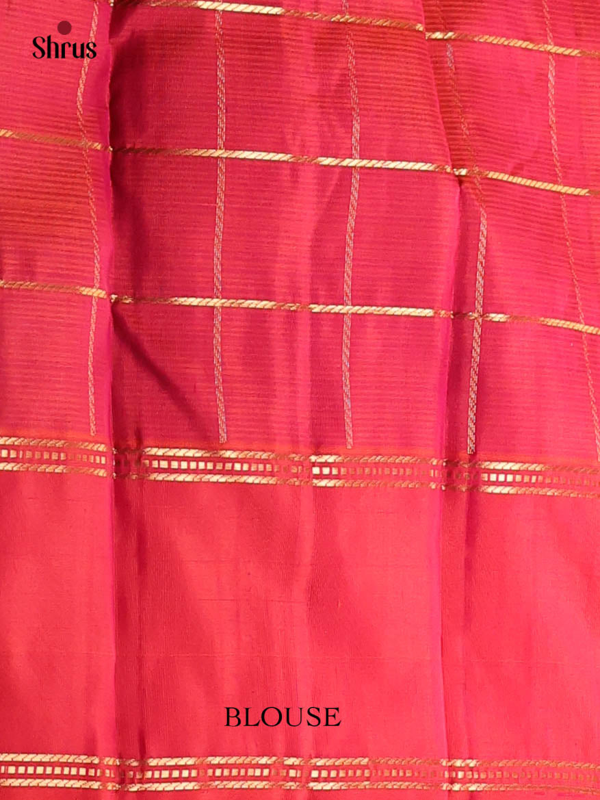Green & Orangish Pink - Kanchipuram silk Saree - Shop on Shrus.com
