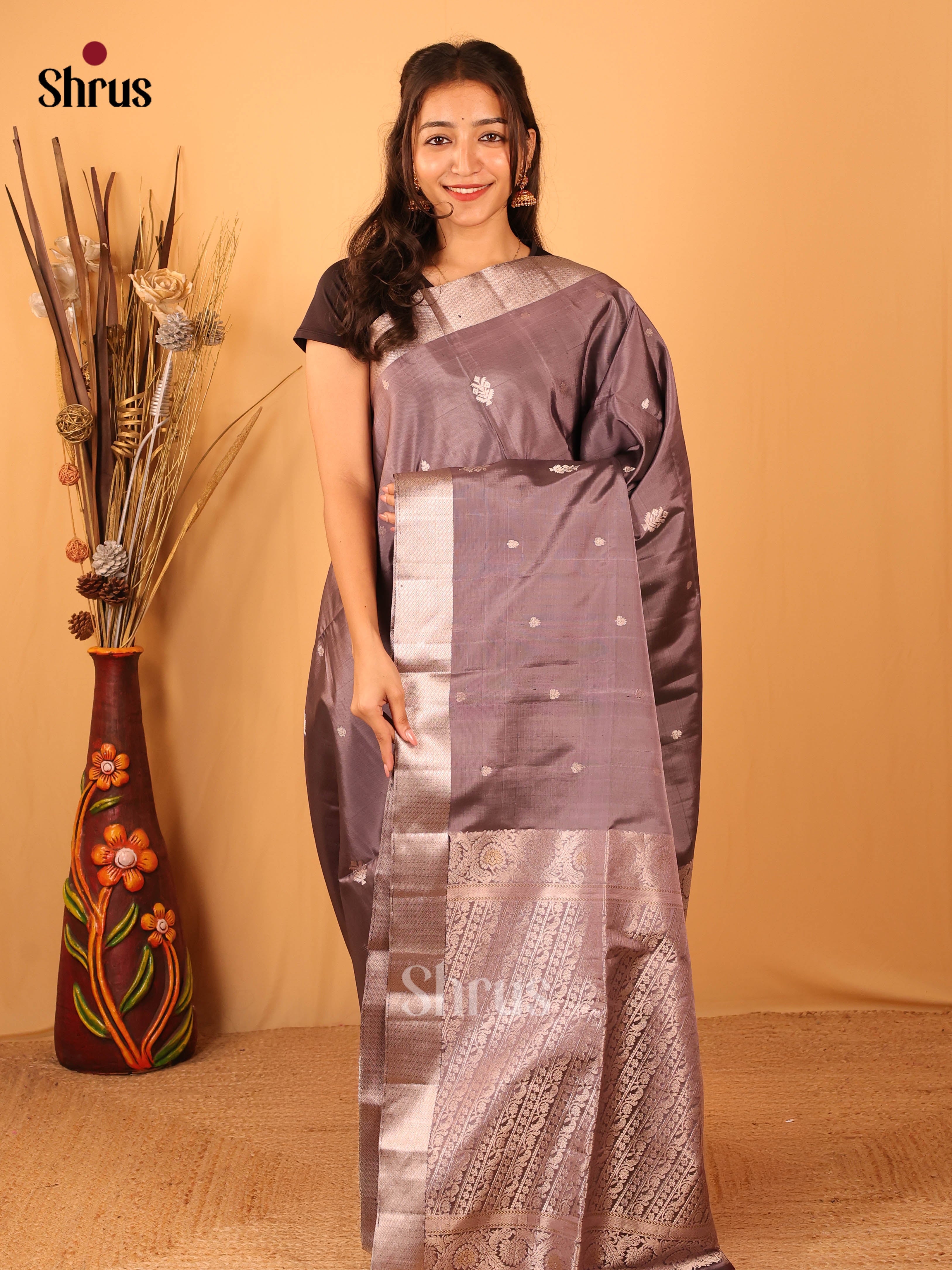 Pastel Brown(single Tone) - Soft Silk Saree - Shop on Shrus.com