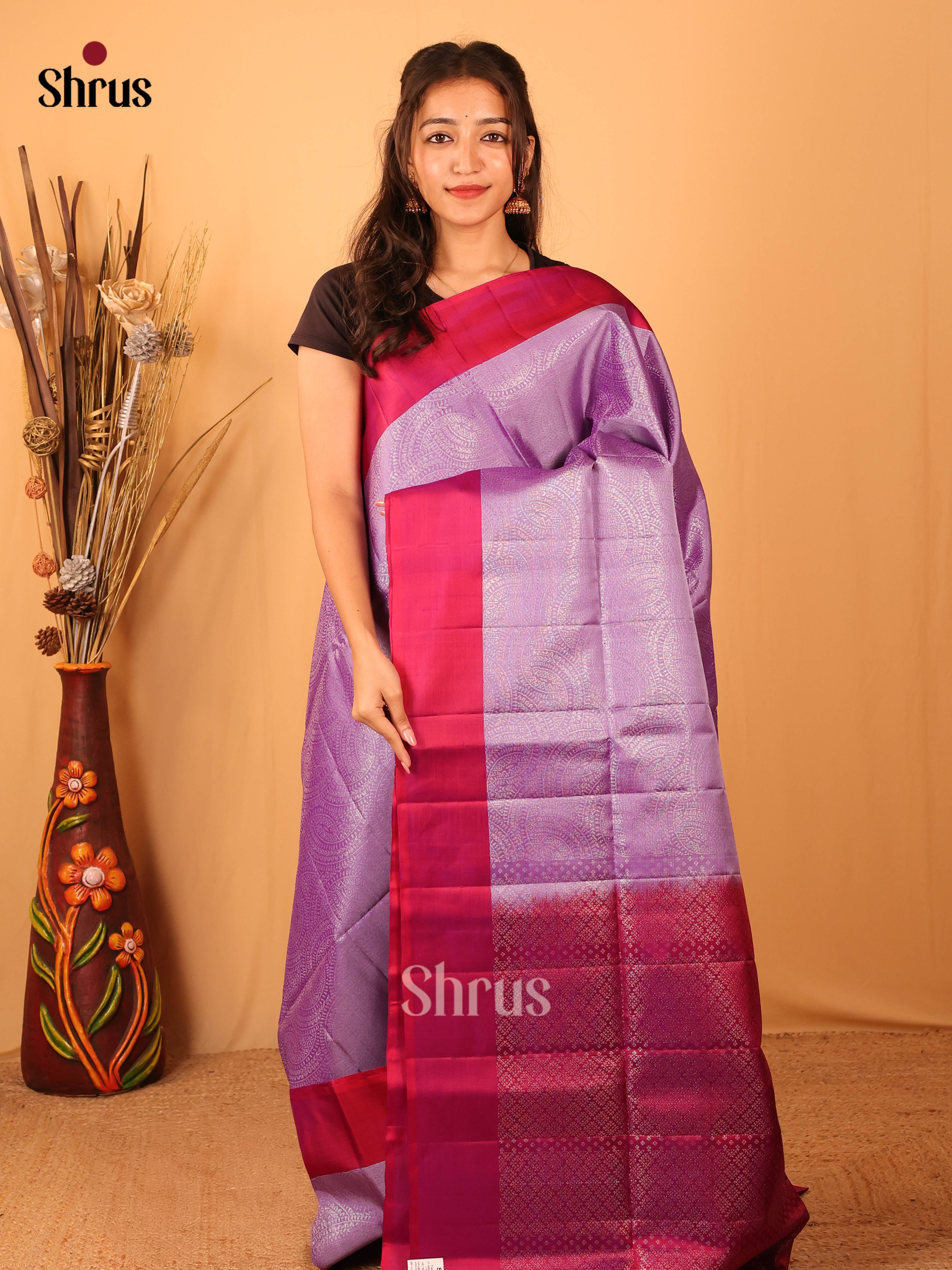 Lavender & Purple  - Soft Silk Saree - Shop on Shrus.com
