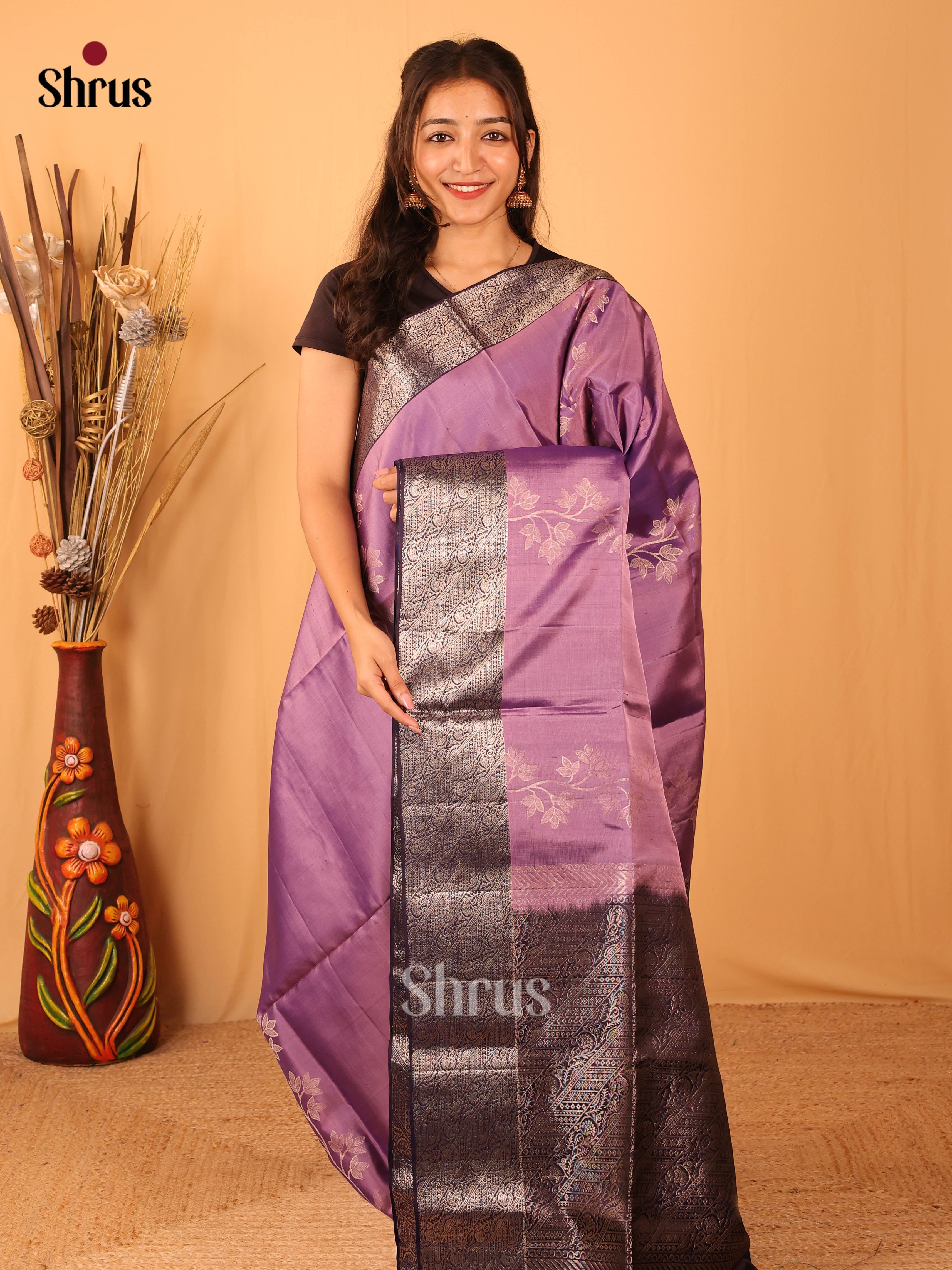 Lavender & Violet  - Soft Silk Saree - Shop on Shrus.com