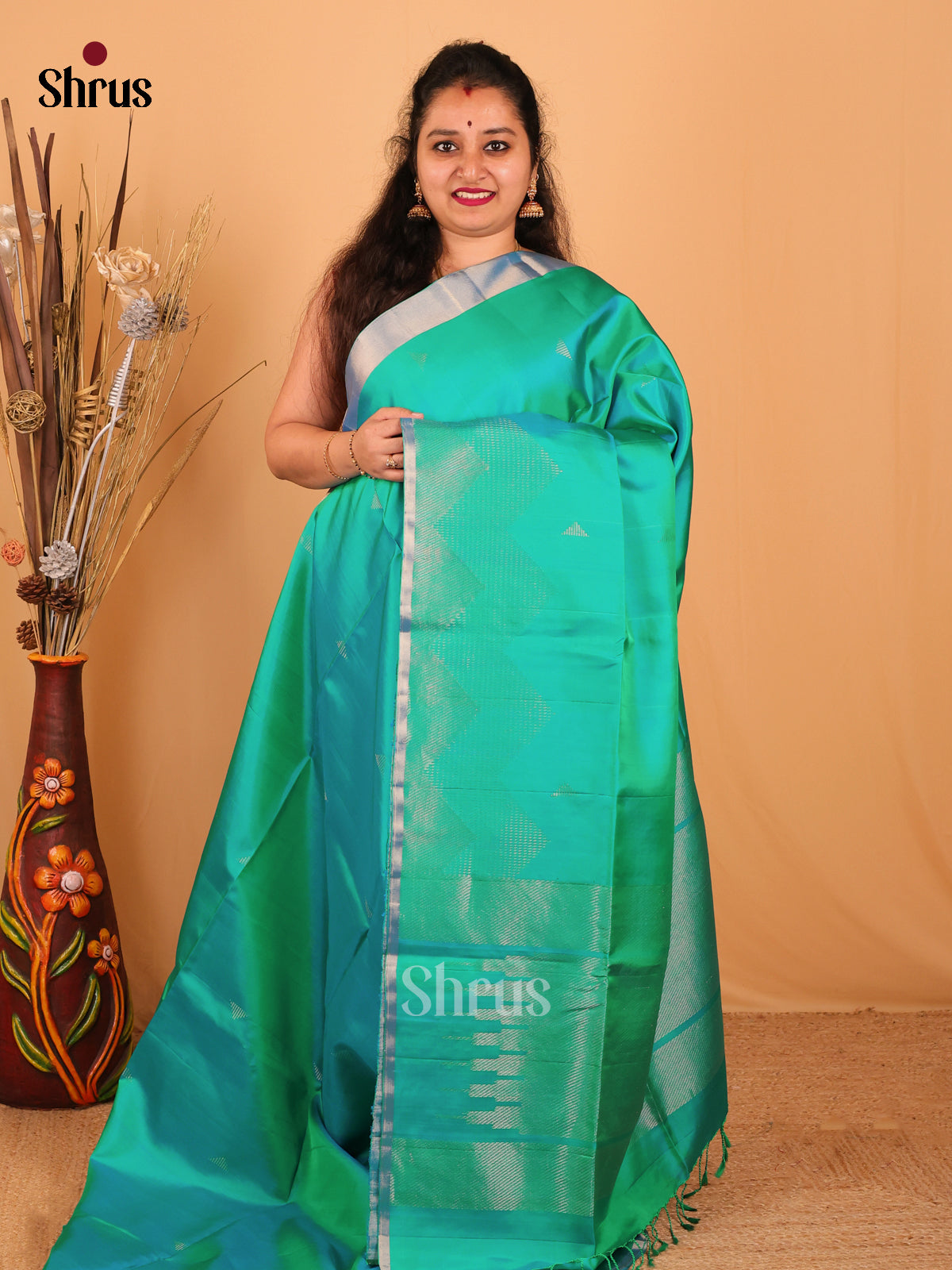 Green(SingleTone)- Soft Silk Saree - Shop on Shrus.com