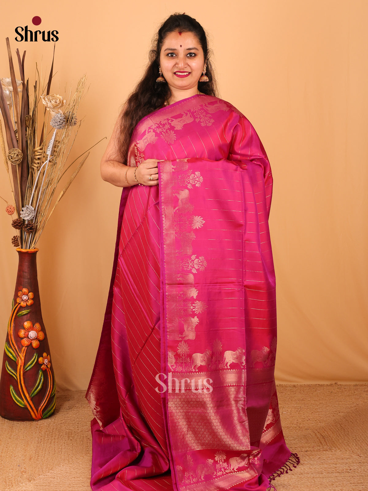 Rani Pink(Single tone) - Soft Silk Saree - Shop on Shrus.com
