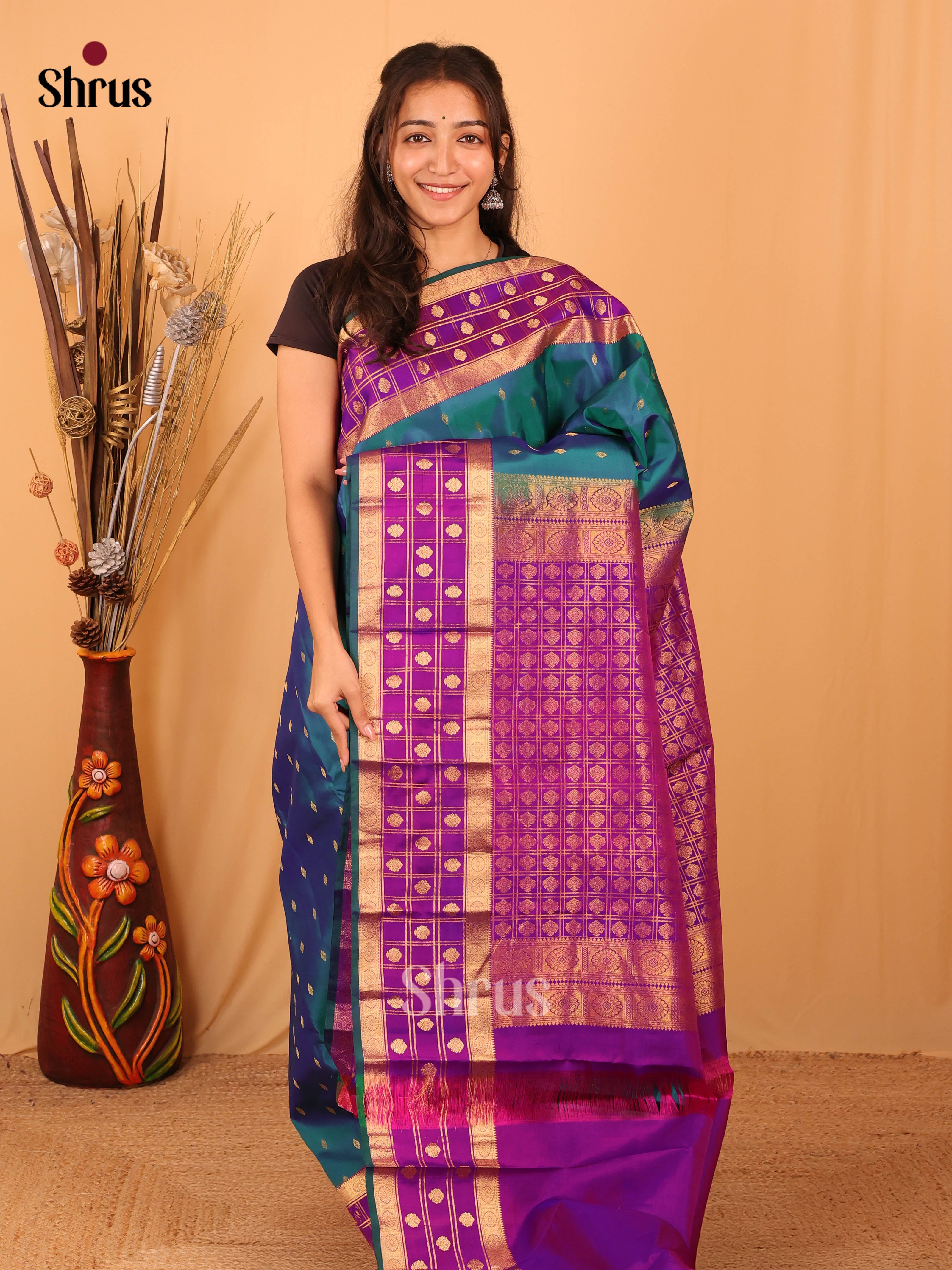 DBS07210 - Kanchipuram silk Saree - Shop on Shrus.com