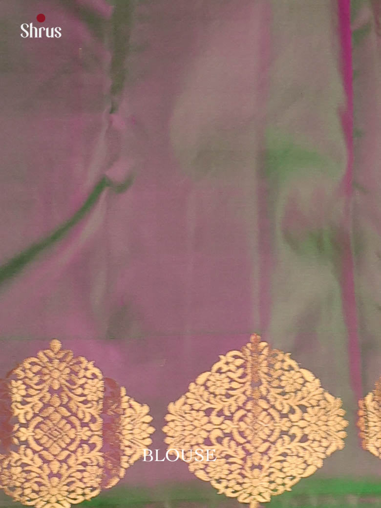 Orangish Pink & Green - Kanchipuram silk Saree - Shop on Shrus.com