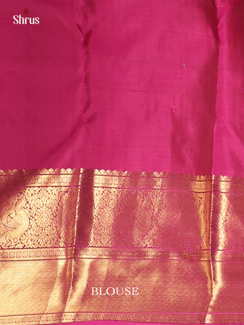 Mehandi & Wine - Kanchipuram silk Saree - Shop on Shrus.com
