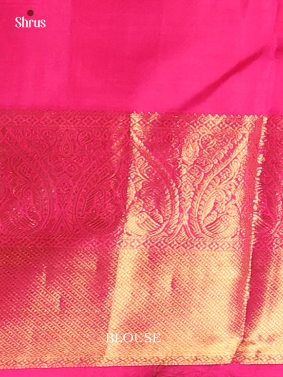 Greyish Blue & Pink - Kanchipuram silk Saree - Shop on Shrus.com