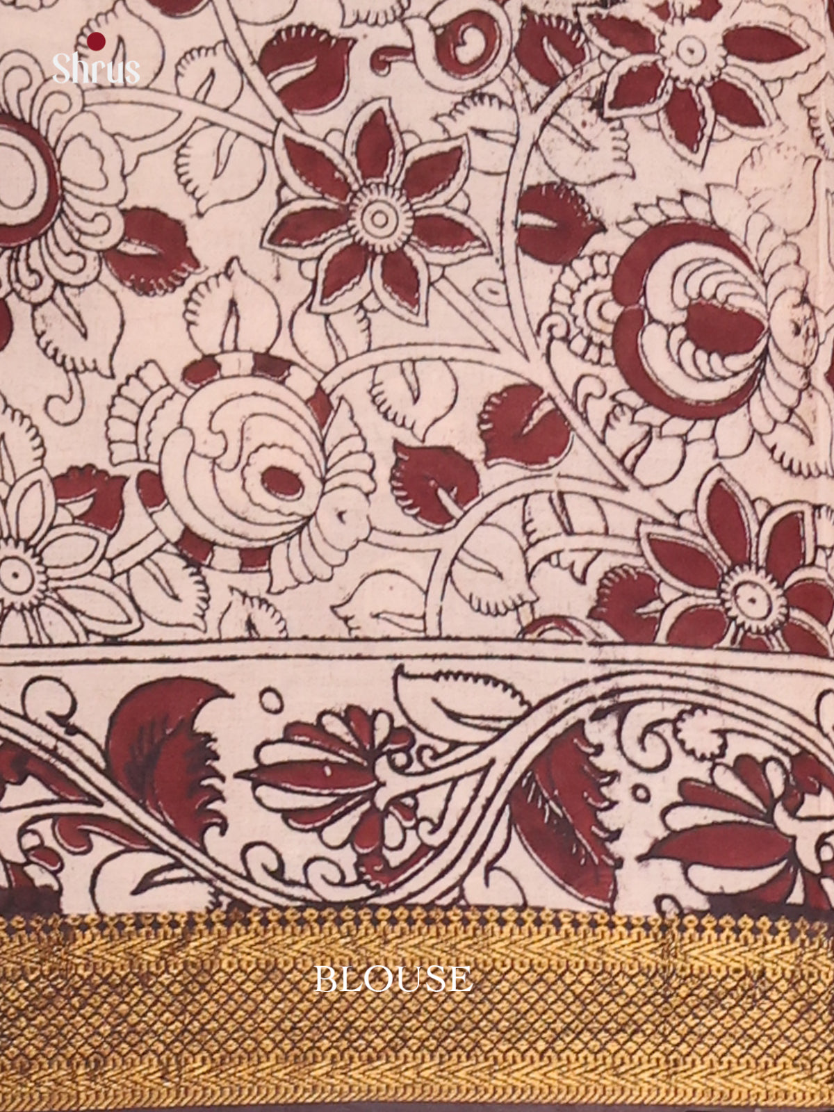 White & Brown- chennur-kalamkari Saree - Shop on Shrus.com
