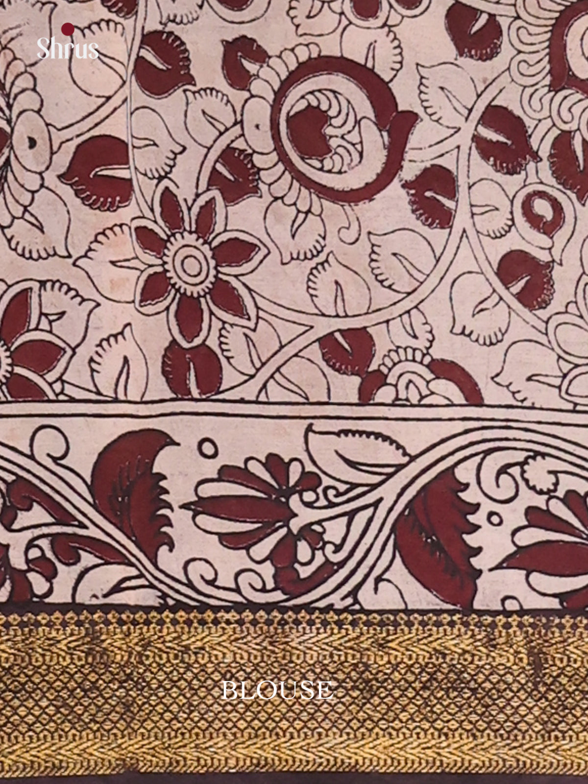Maroon & White - chennur-kalamkari Saree - Shop on Shrus.com