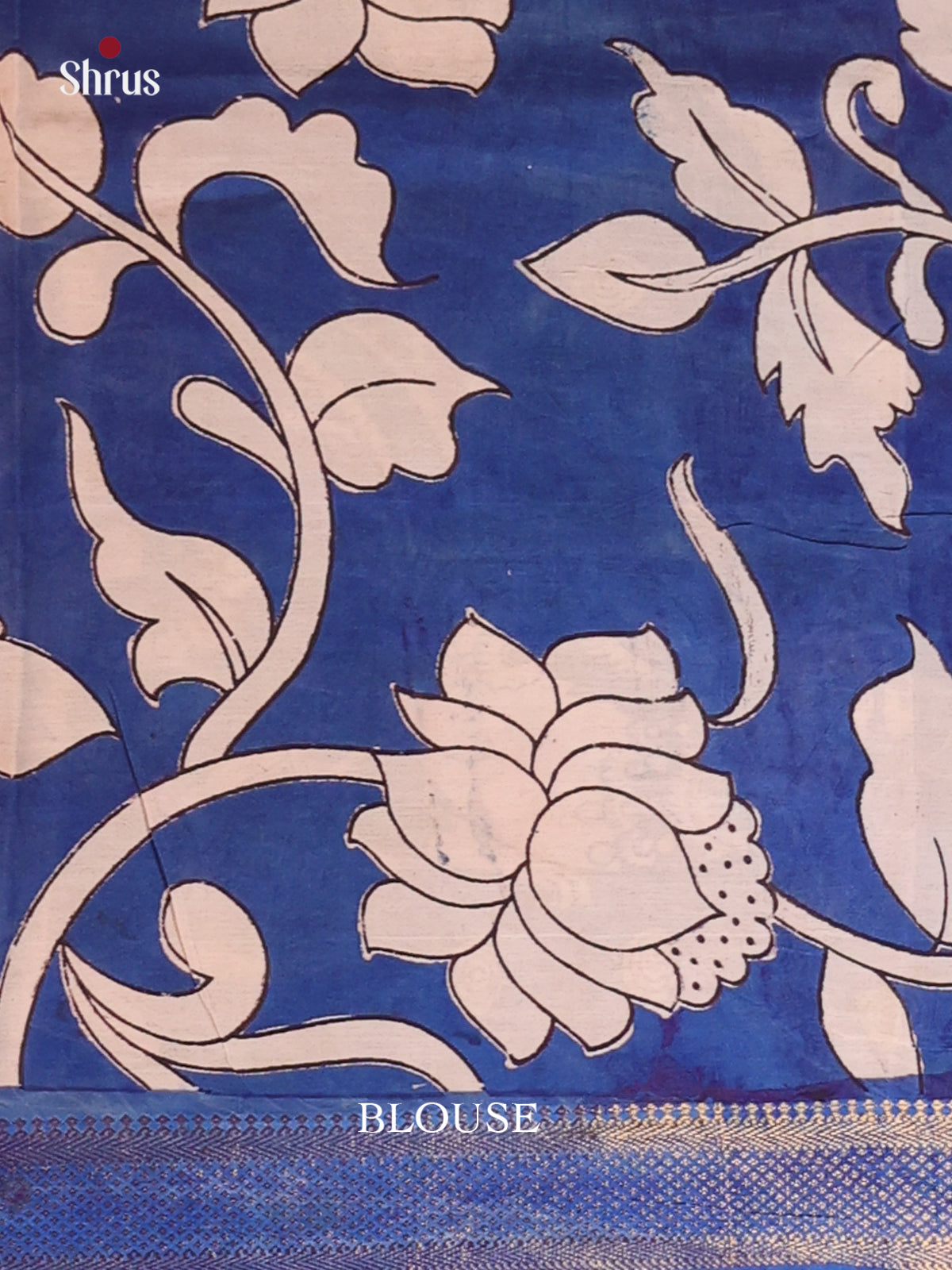 Cream & Blue - chennur-kalamkari Saree - Shop on Shrus.com