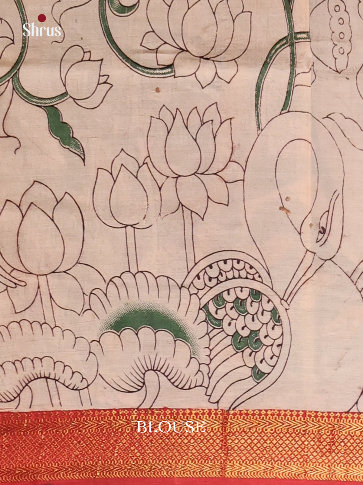 Green & Red - chennur-kalamkari Saree - Shop on Shrus.com