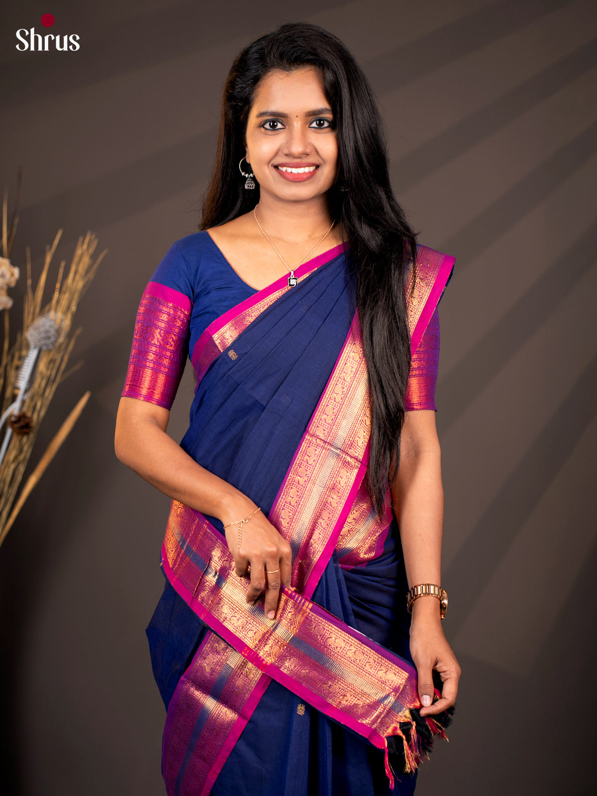 Violet & Purple - Chettinad Cotton Saree - Shop on Shrus.com