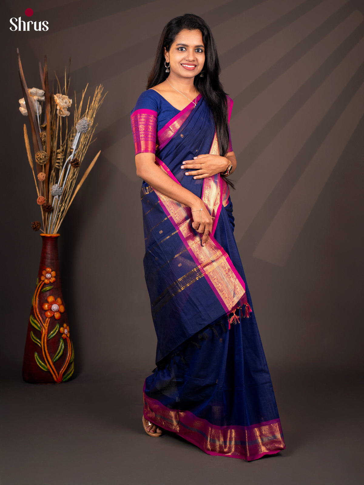Violet & Purple - Chettinad Cotton Saree - Shop on Shrus.com