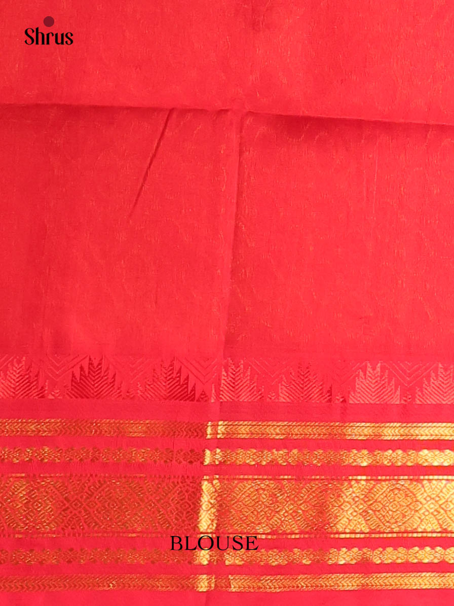 Apple Green & Red - Silk Cotton Saree - Shop on Shrus.com