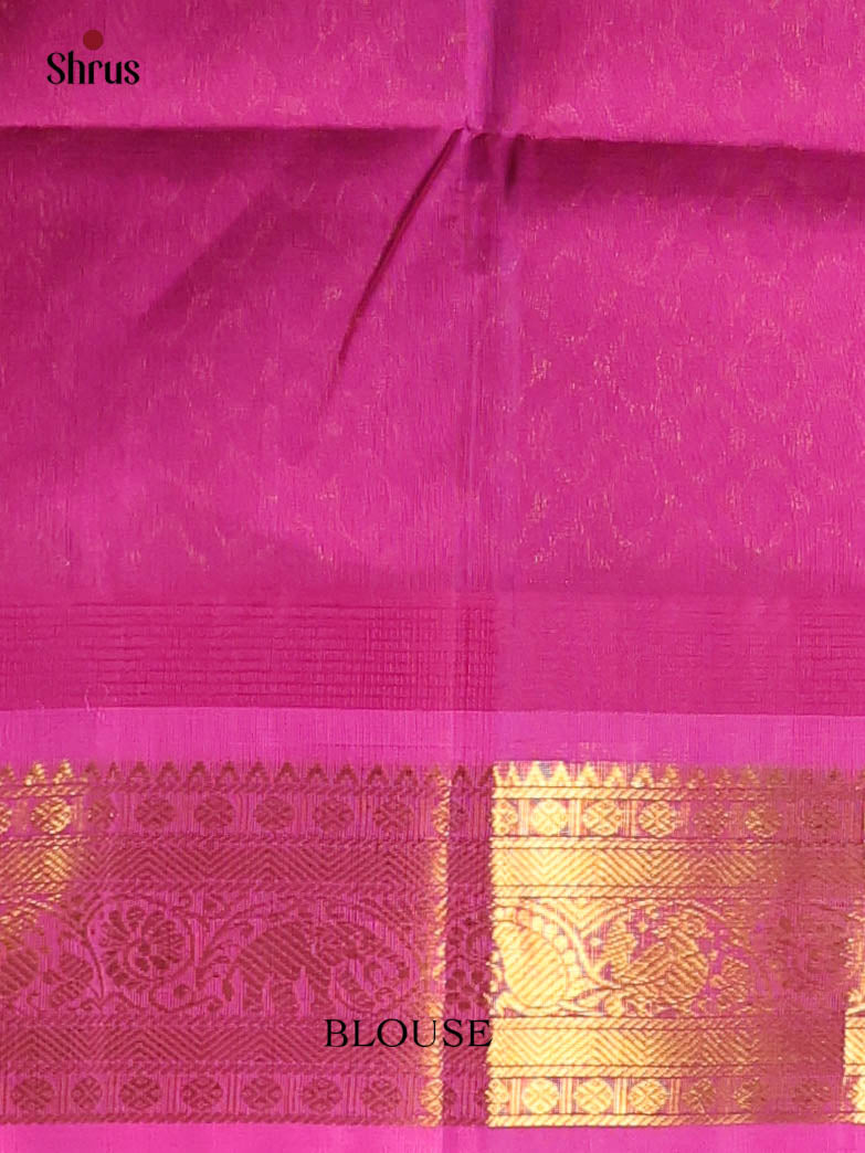Green & Purple- Silk Cotton Saree - Shop on Shrus.com