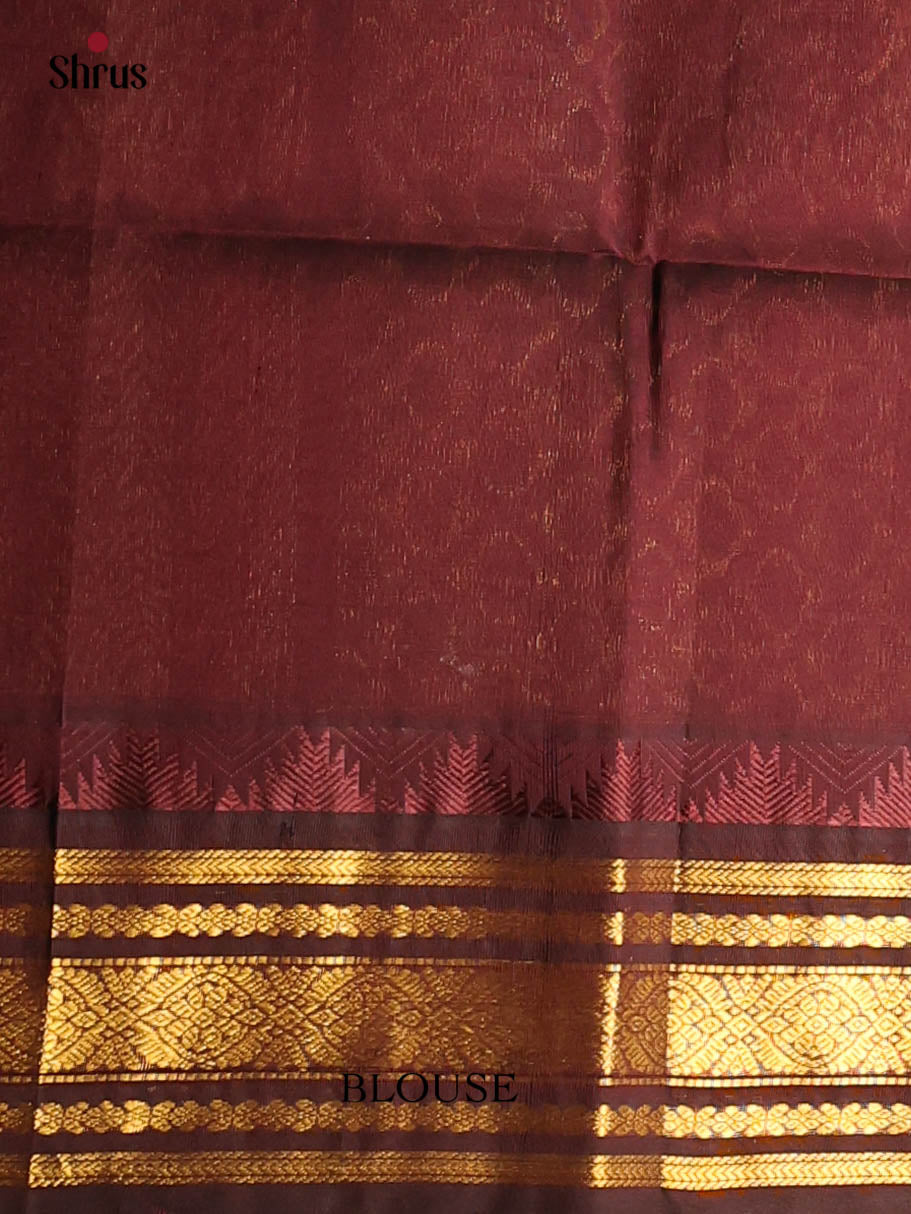 Dusty Brown &  Brown - Silk Cotton Saree - Shop on Shrus.com