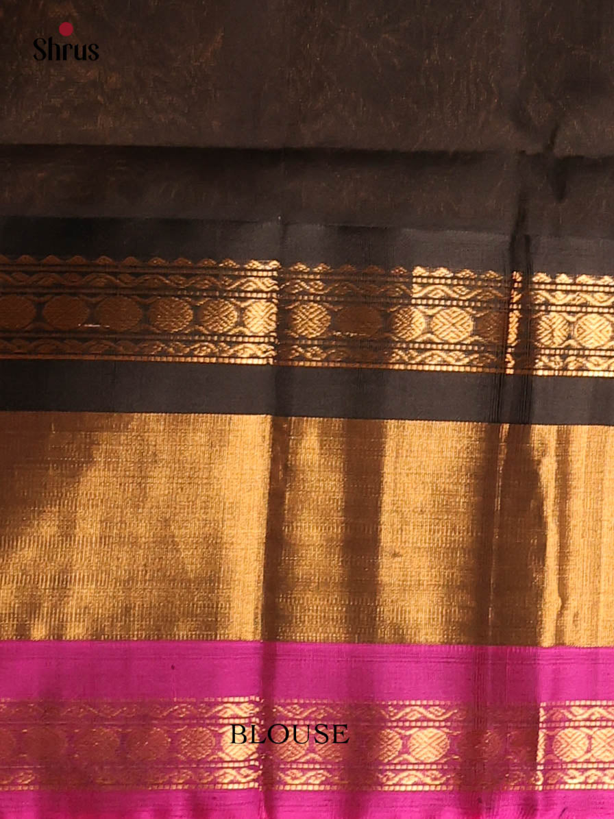 Mustard & Black  - Silk Cotton Saree - Shop on Shrus.com