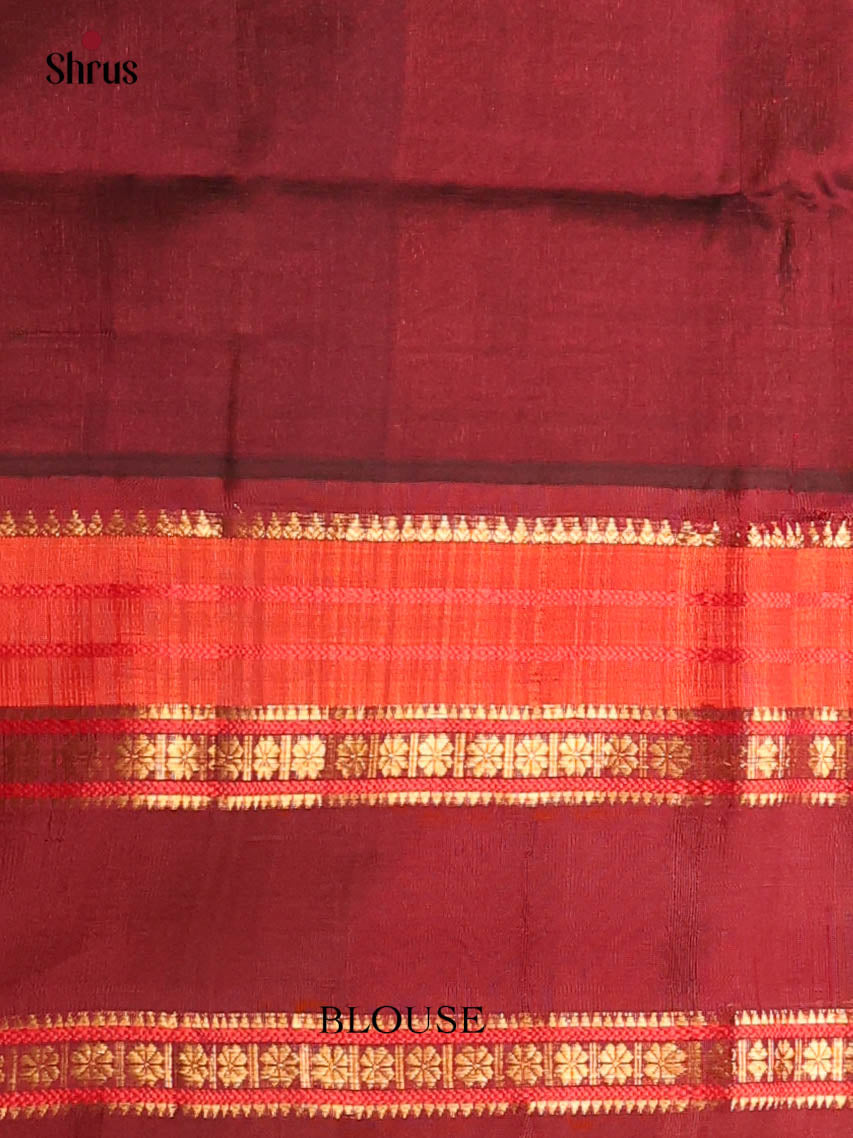 Pastel Green & Brown - Silk Cotton Saree - Shop on Shrus.com