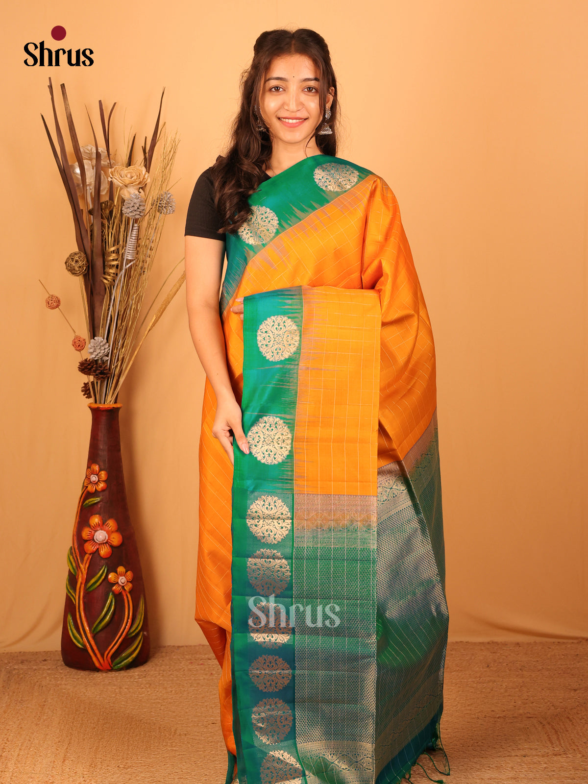 Mambazha Yellow & Green- Soft Silk Saree - Shop on Shrus.com