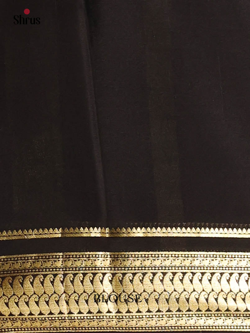 Orange & Black - Mysore Silk Saree - Shop on Shrus.com