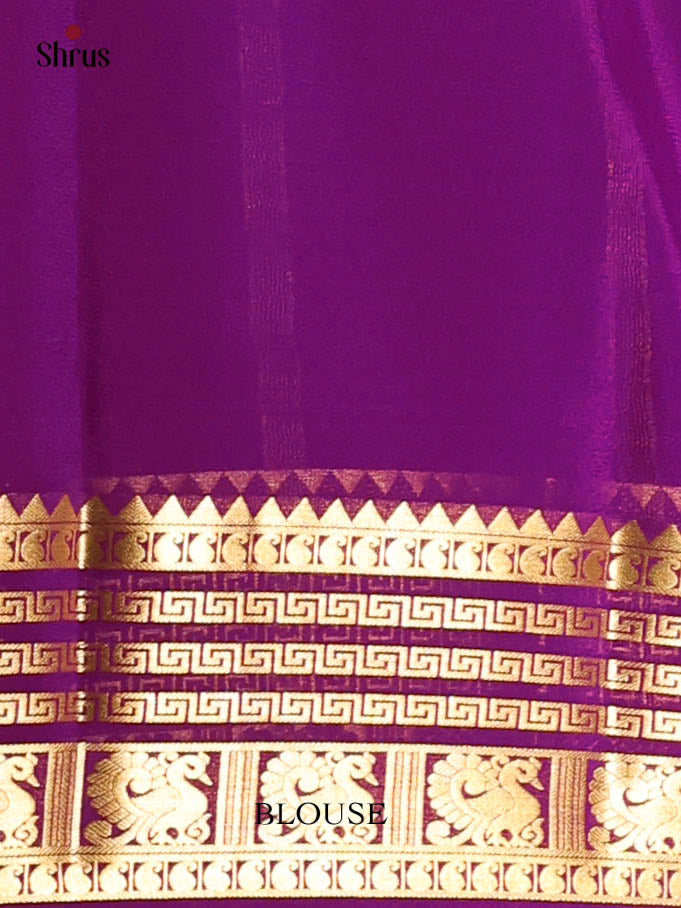 Orange & Purple - Mysore Silk Saree - Shop on Shrus.com