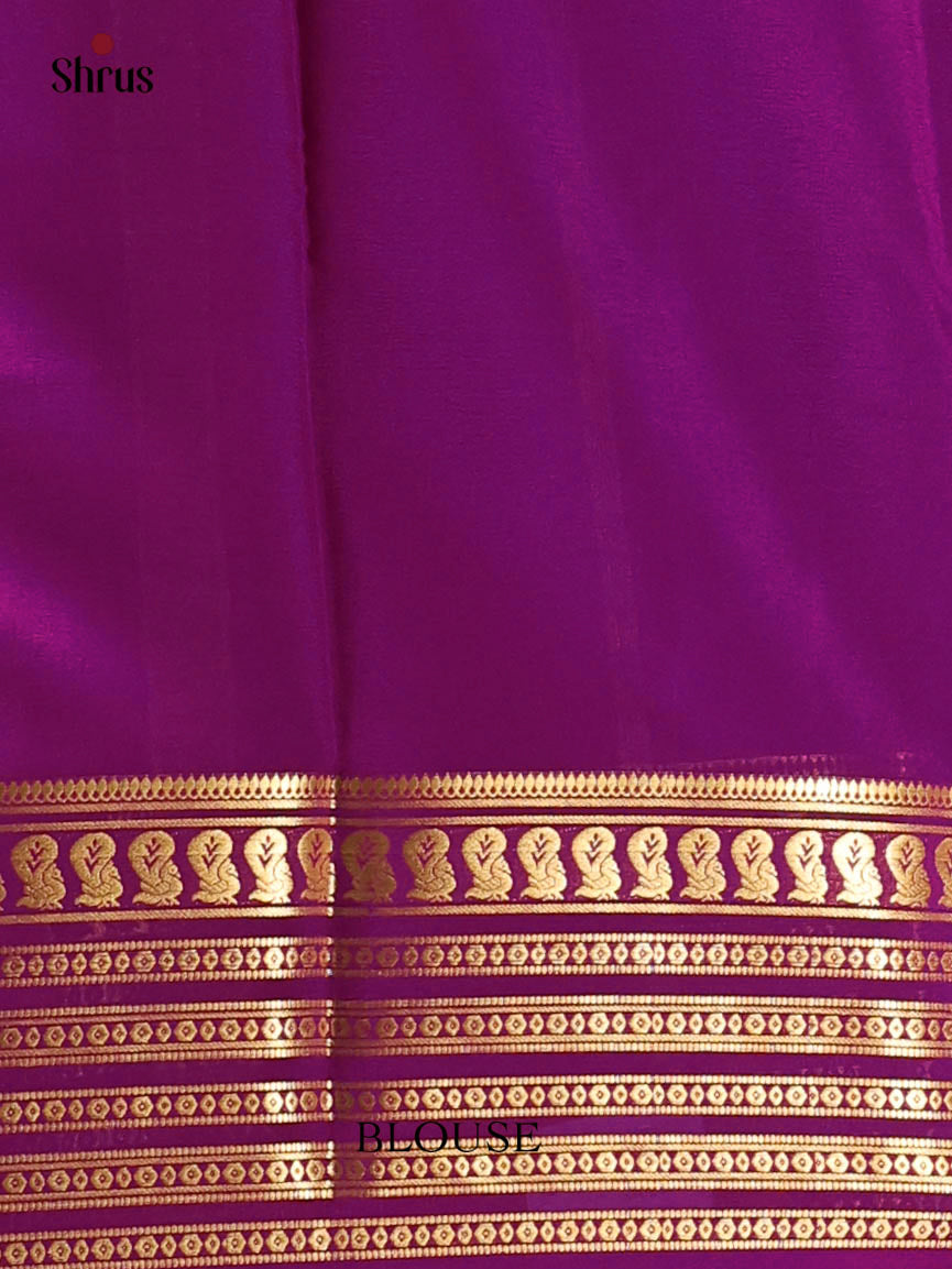 Lime Green & Purple - Mysore Silk Saree - Shop on Shrus.com