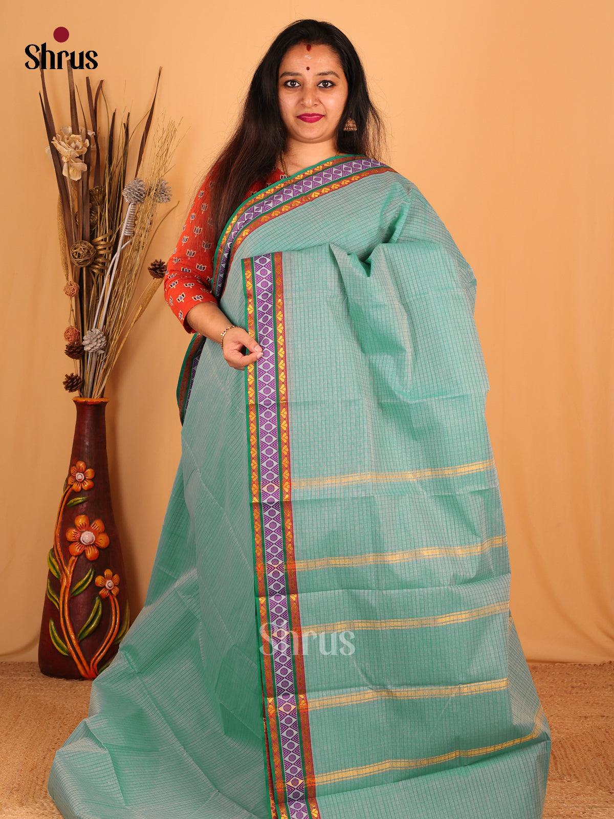 Pastel Green - South Cotton Saree - Shop on Shrus.com