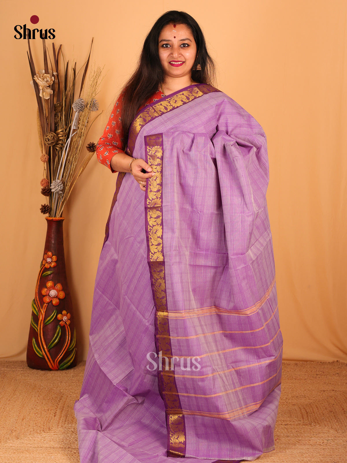 Lilac & Violet - South Cotton Saree - Shop on Shrus.com