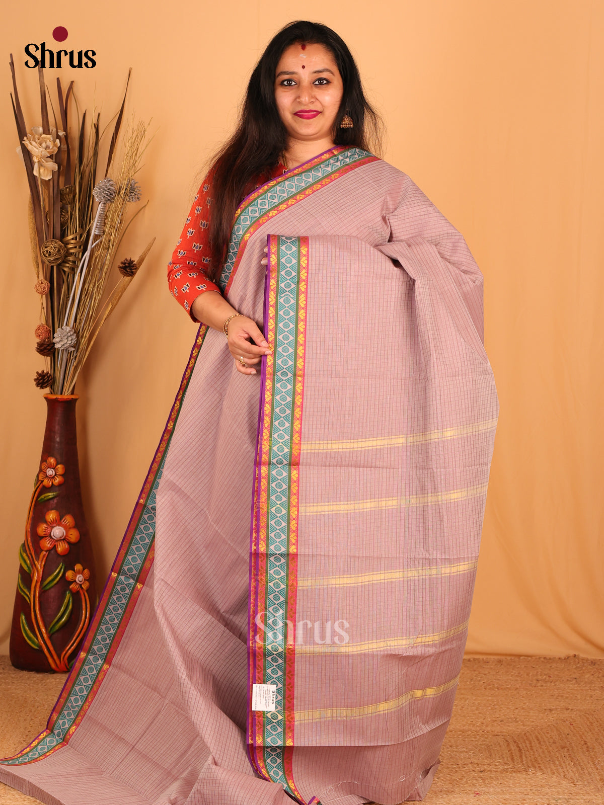 Pastel Purple  - South Cotton Saree - Shop on Shrus.com