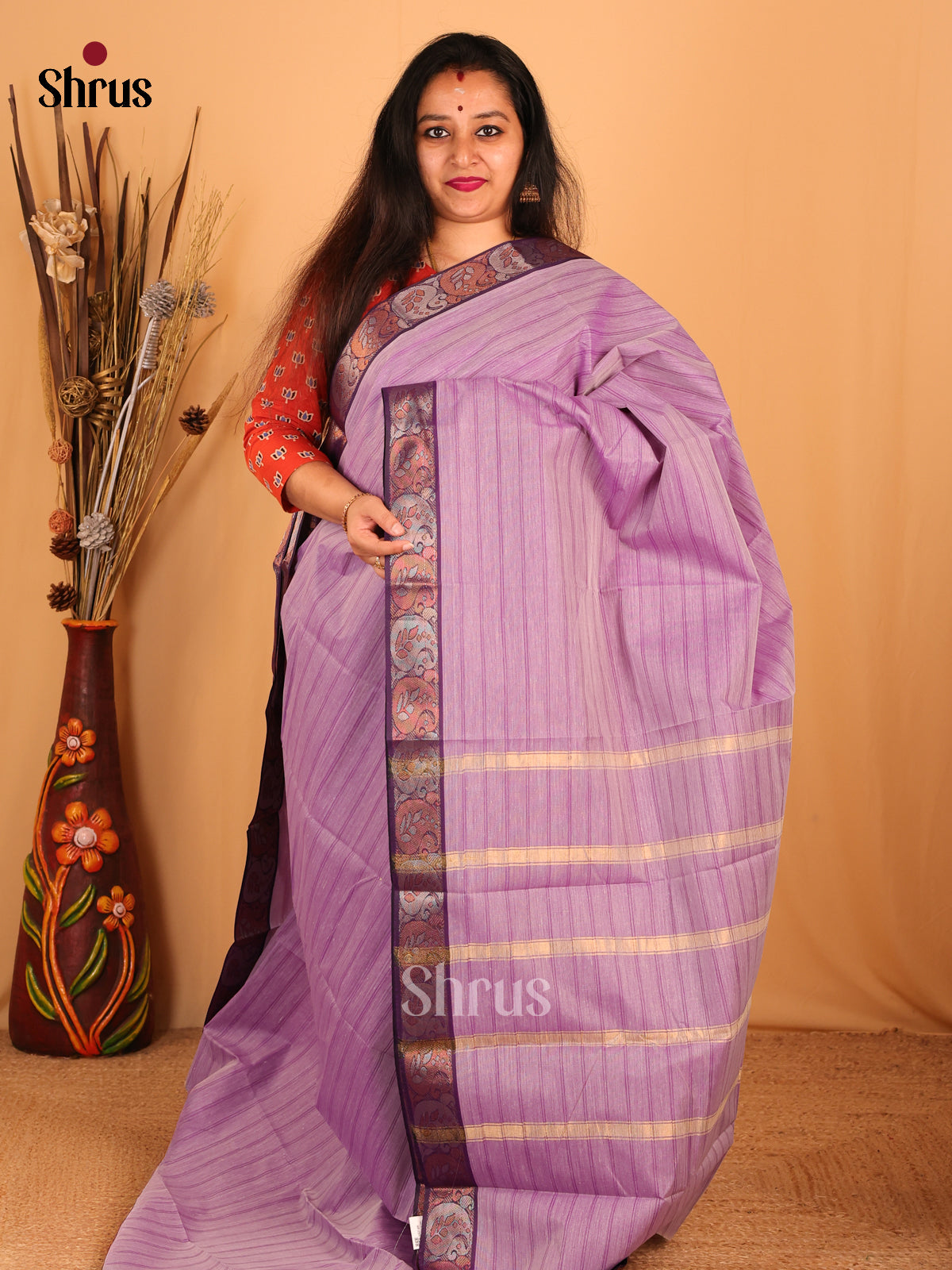 Lavender & Violet - South Cotton Saree - Shop on Shrus.com