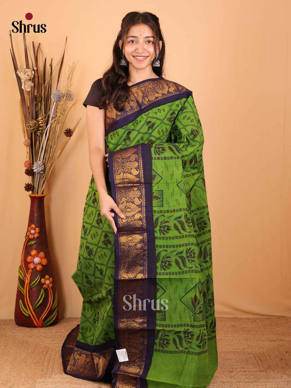 Green & Blue - Sungudi Cotton Saree - Shop on Shrus.com