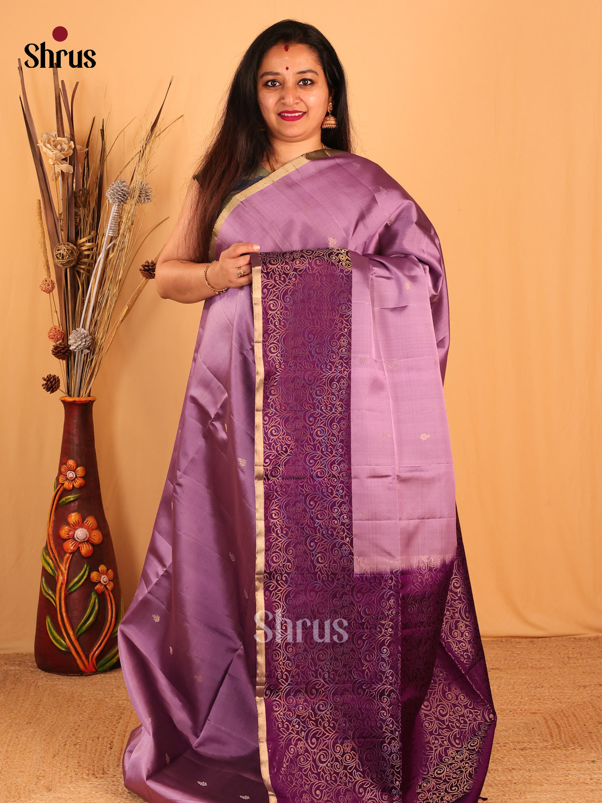 Purple & Violet- Soft silk Saree - Shop on Shrus.com