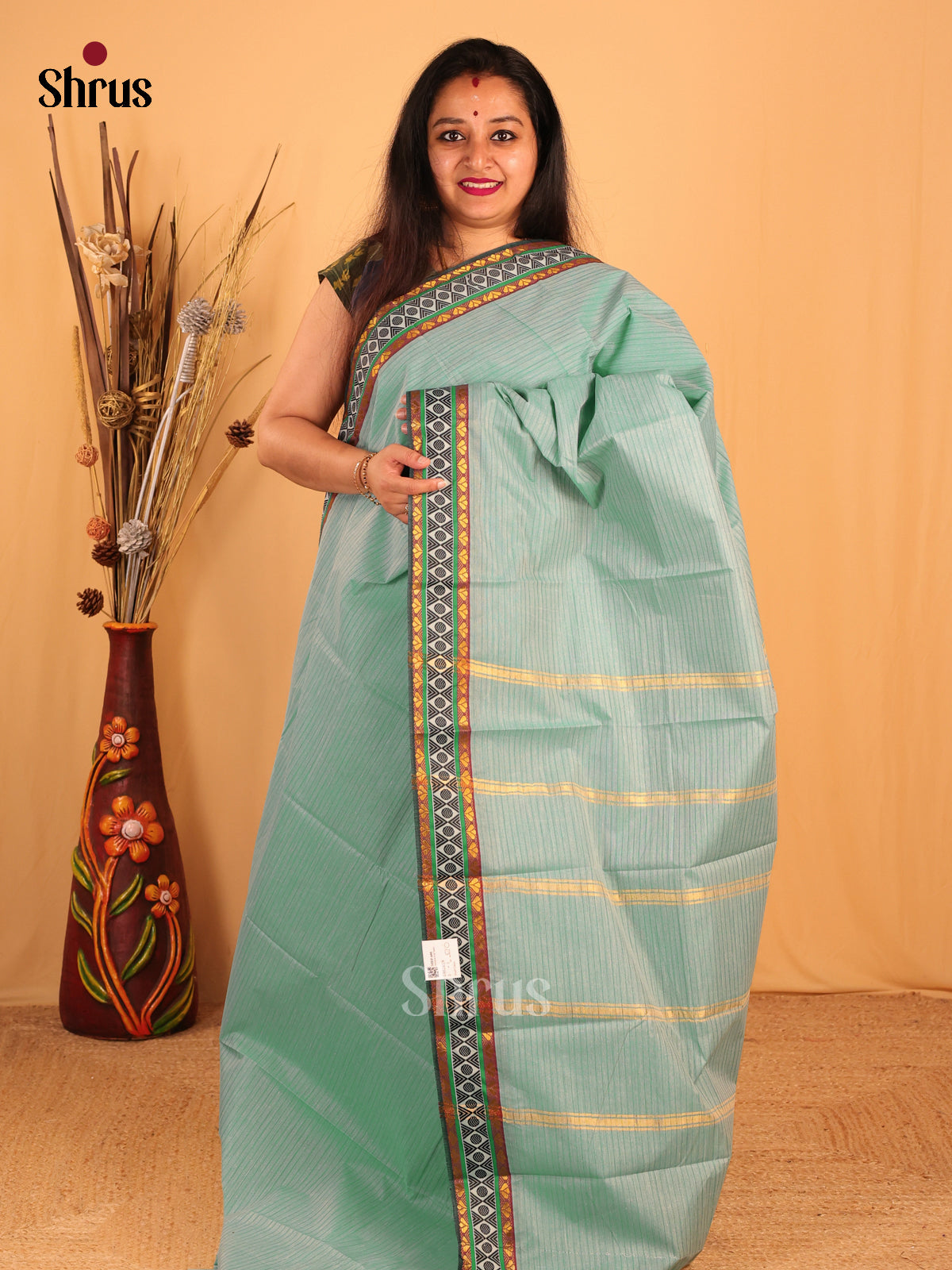 Pastel Green - South Cotton Saree - Shop on Shrus.com