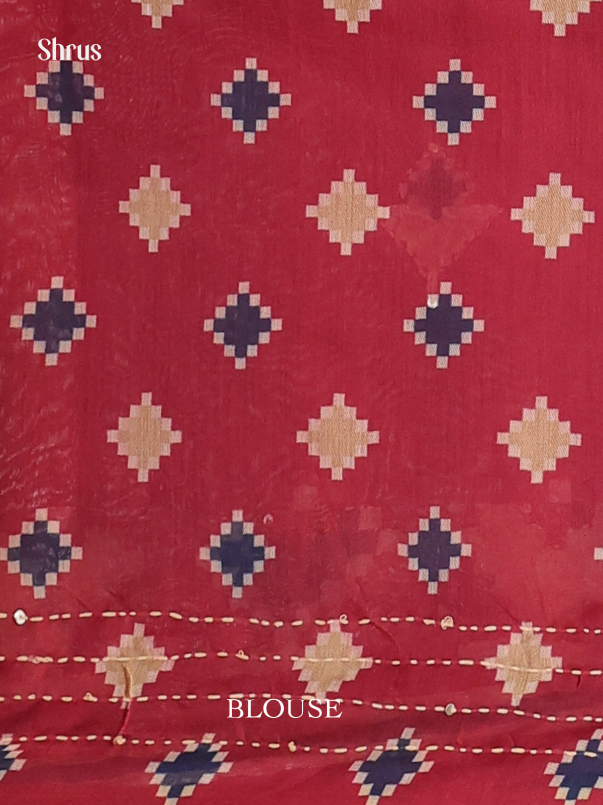 Maroon - Semi Kantha Saree - Shop on Shrus.com