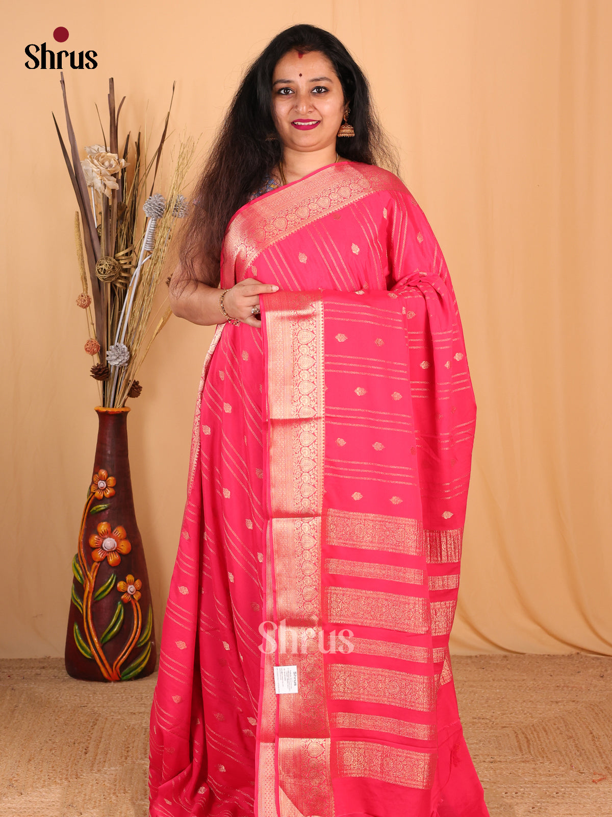 Pink(Single Tone)- Mysoresilk-halfpure Saree - Shop on Shrus.com