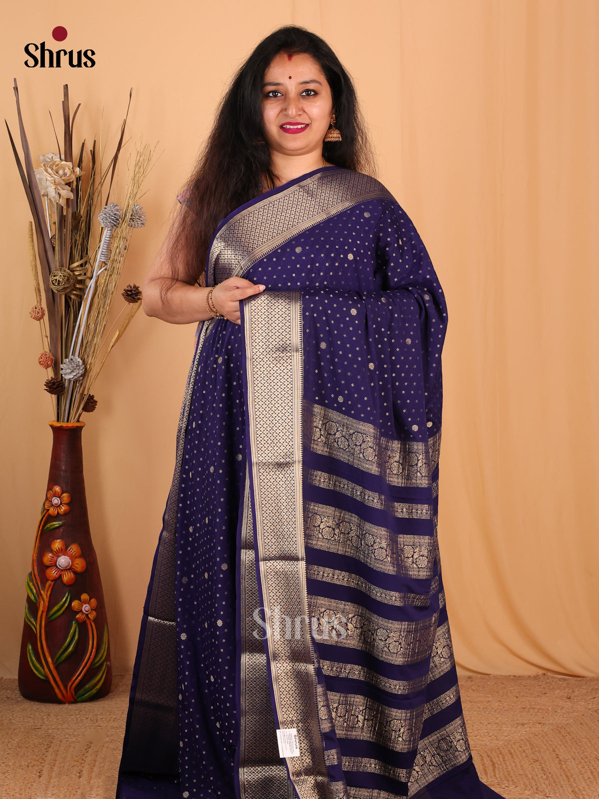 Blue(Single Tone) - Mysoresilk-halfpure Saree - Shop on Shrus.com