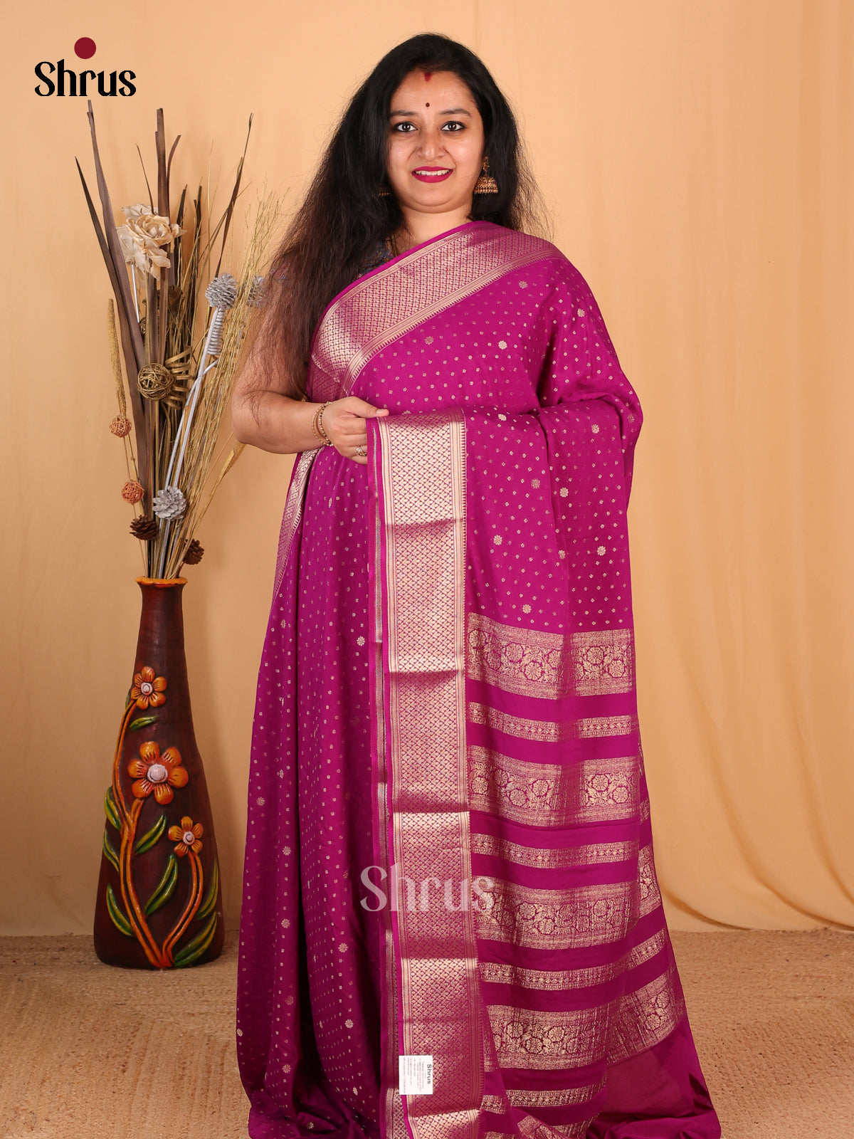 Purple(Single Tone) - Mysoresilk-halfpure Saree - Shop on Shrus.com