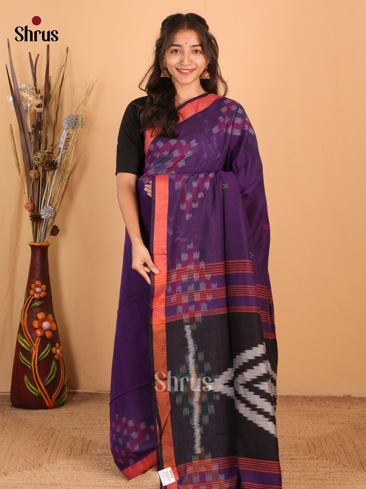 Violet - Bengal cotton Saree - Shop on Shrus.com