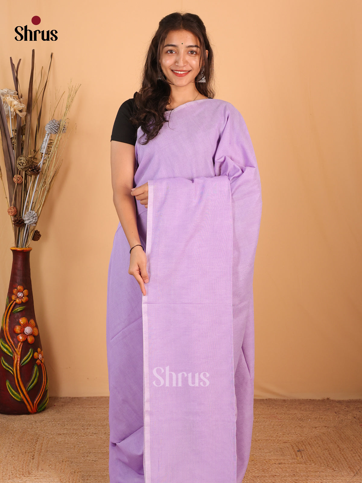 Lavender & Pink - Bengal cotton Saree - Shop on Shrus.com