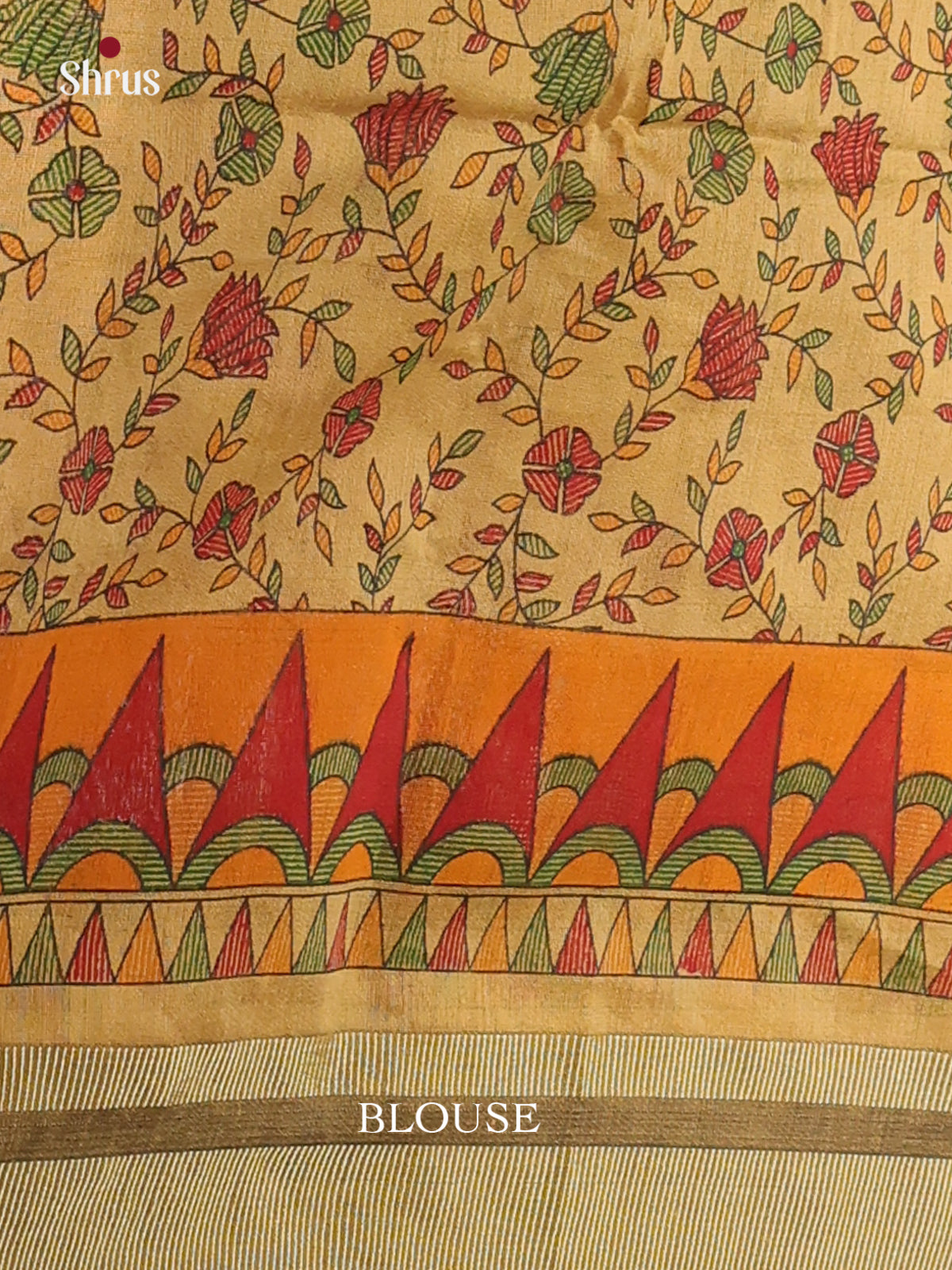 Mustard & Beige - Bengal cotton Saree - Shop on Shrus.com