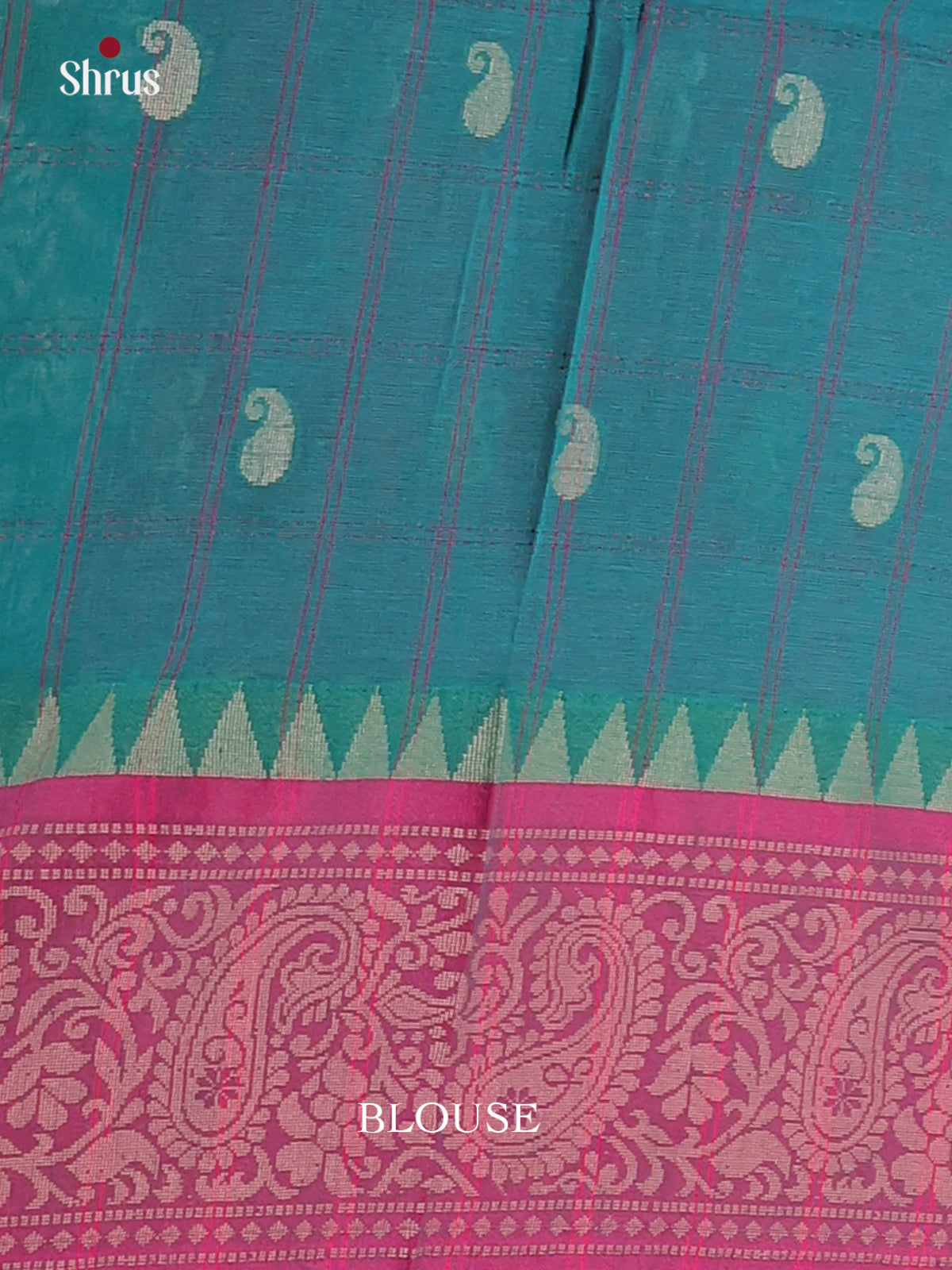 Teal & Pink - Bengal cotton Saree - Shop on Shrus.com