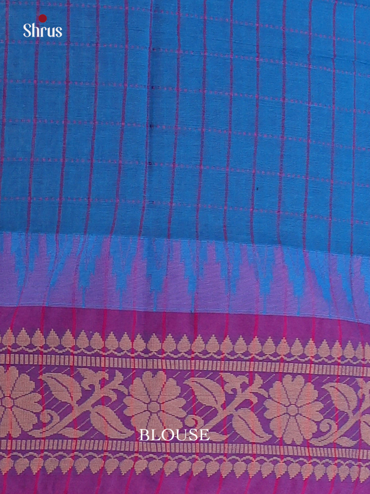 Blue & Purple- Bengal cotton Saree - Shop on Shrus.com