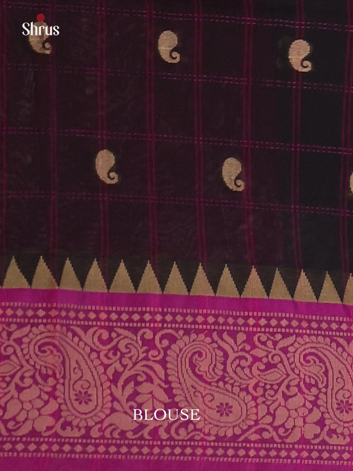 Black  & Purple - Bengal cotton Saree - Shop on Shrus.com
