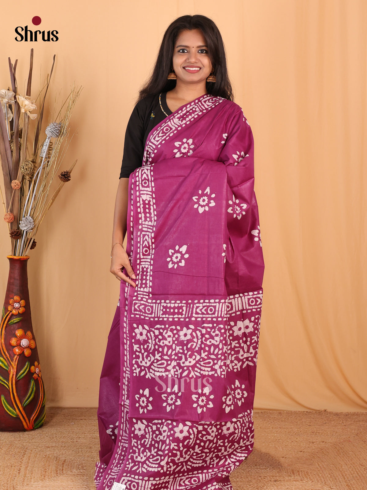 Purple - Bhatik Saree - Shop on Shrus.com