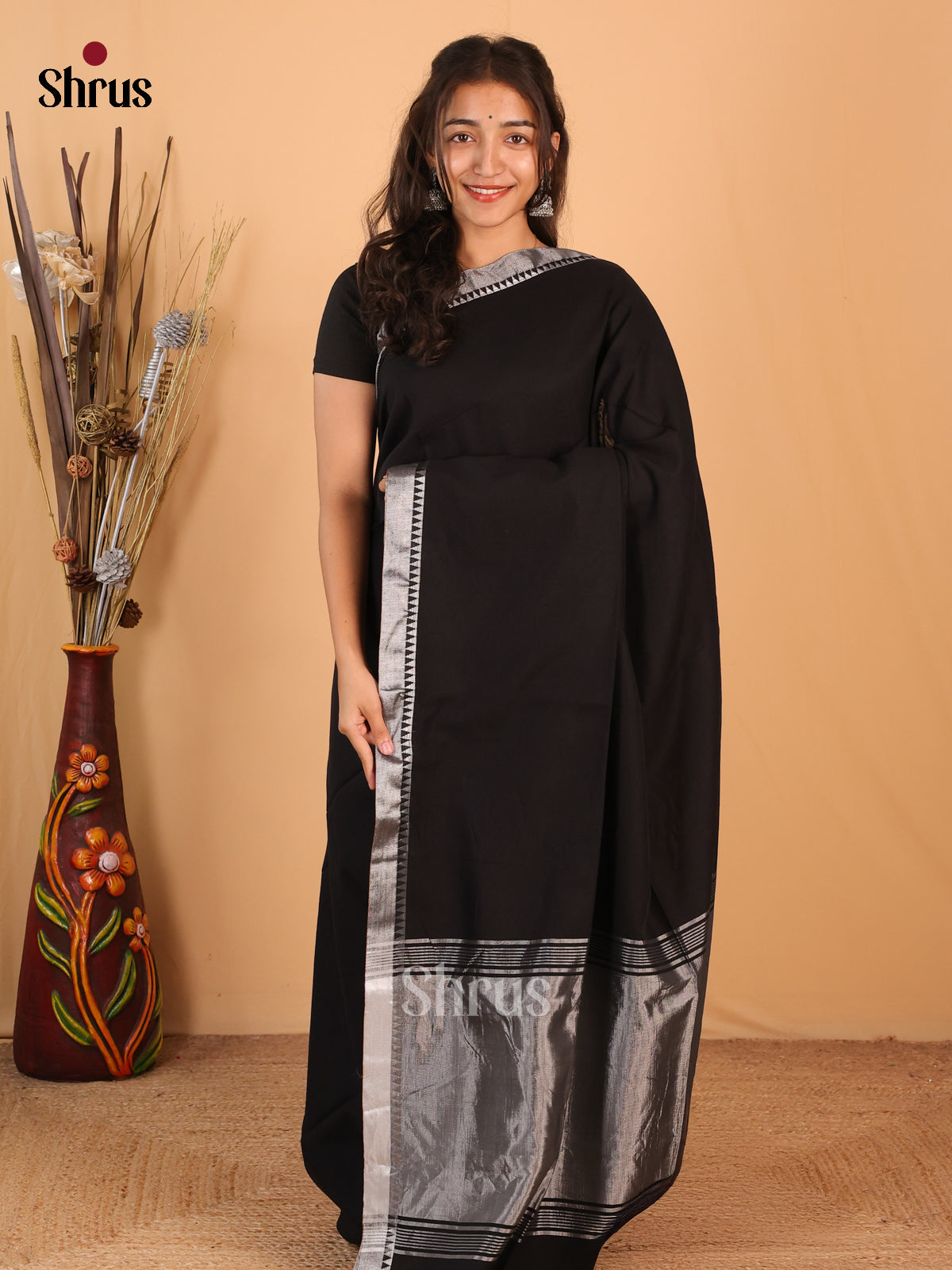 Black - Bengal cotton Saree - Shop on Shrus.com