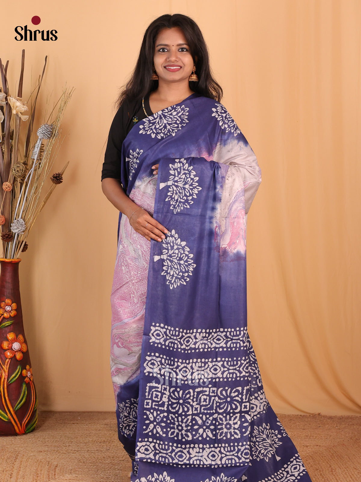 Pink & Blue - Bhatik Saree - Shop on Shrus.com