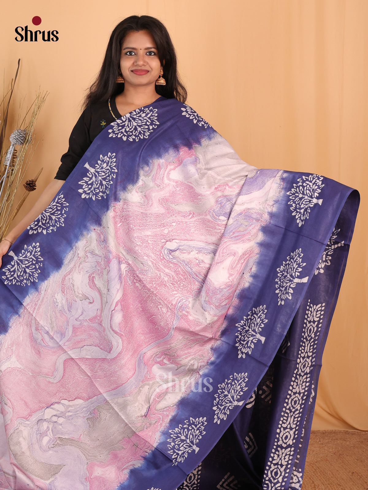 Pink & Blue - Bhatik Saree - Shop on Shrus.com